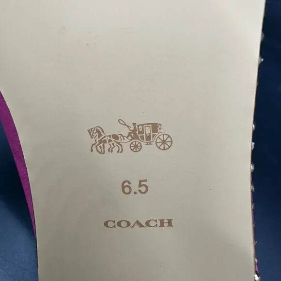 Coach Womens Petunia Pink Vae Leather Skimmer Flats Box Pointed Toe Size 6.5 - Picture 9 of 13